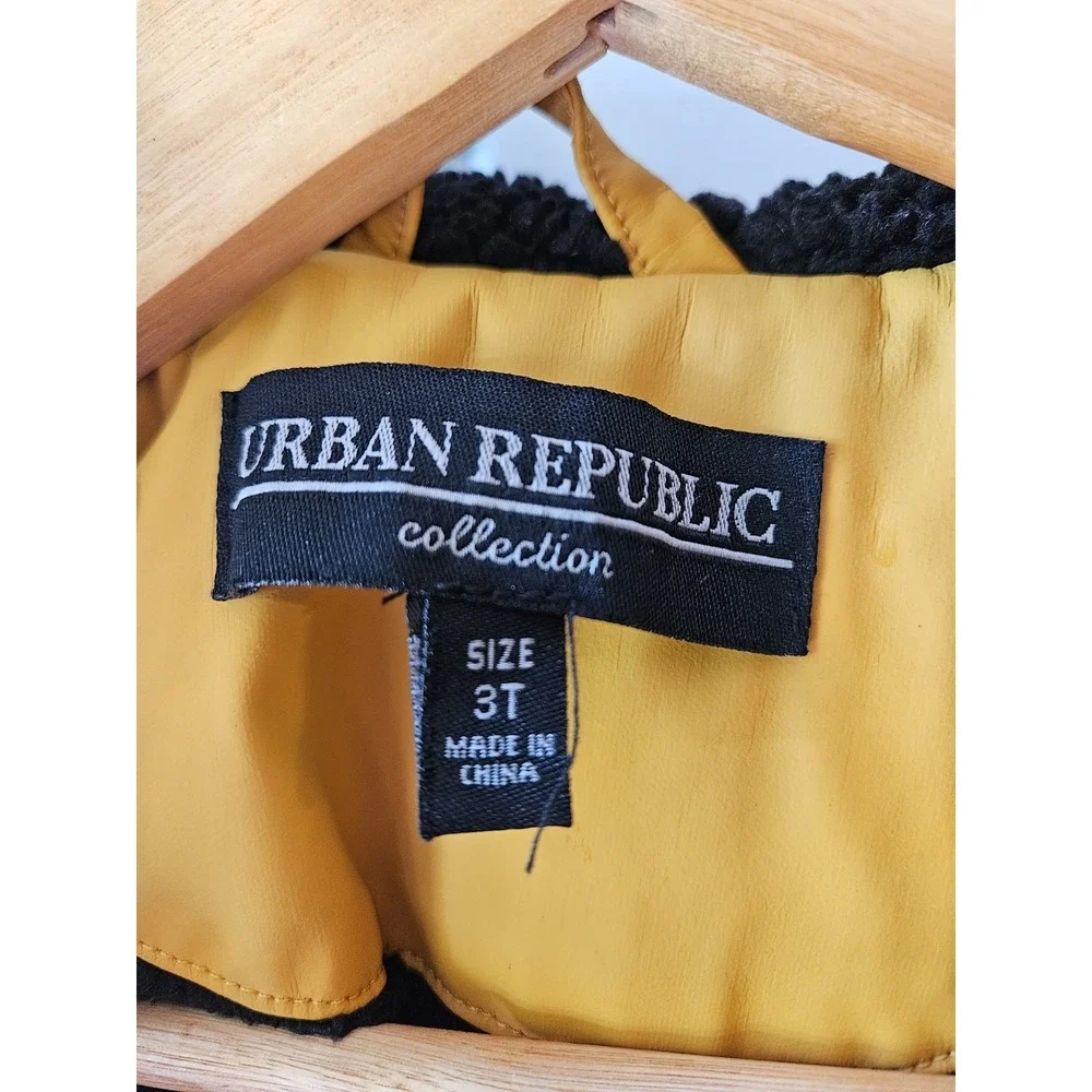 Urban Republic Toddler 3T Mustard Yellow‎ Hooded Sherpa Lined Jacket Coat